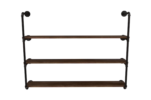 3d rendering metal wall shelf