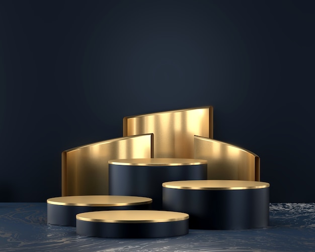 3d rendering of a metallic modern podium