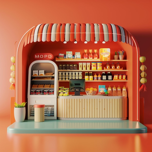 3d rendering of mini convenience store