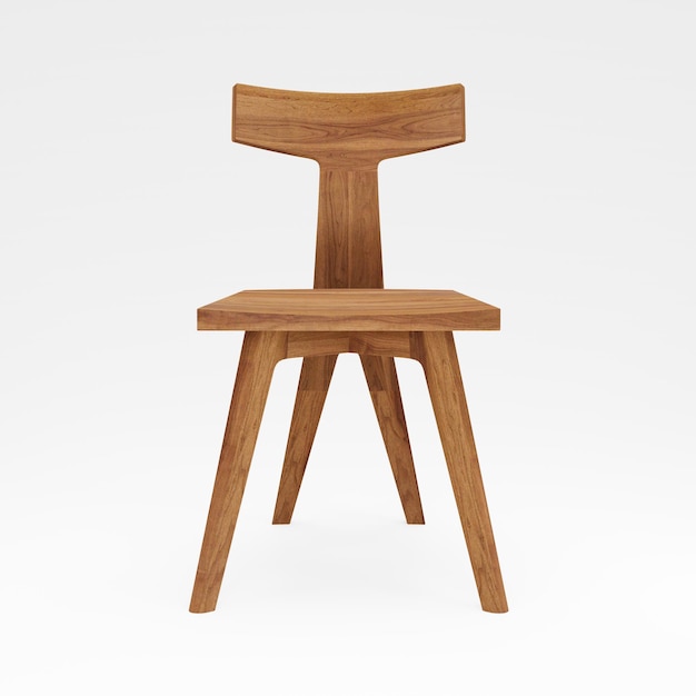 3D rendering Modern Dark Wood Chair on White Background Front o