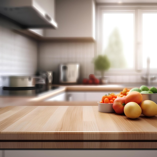 3d Rendering Modern kitchen with wood built in