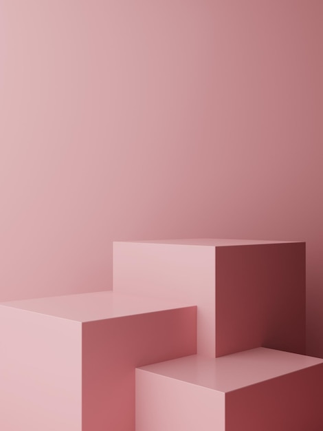 3D Rendering  Modern light pink cube podium with pastel empty room background