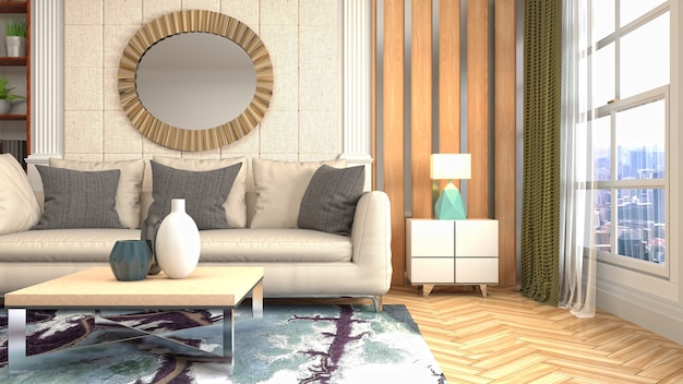 3D rendering of a modern living room