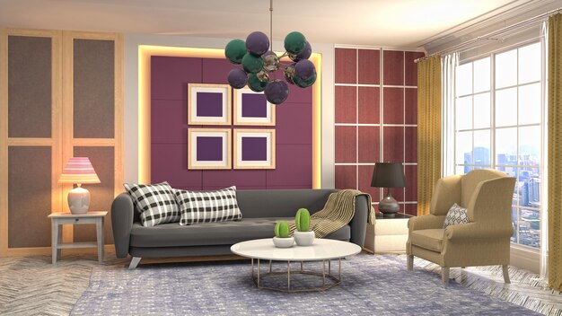 3D rendering of a modern living room