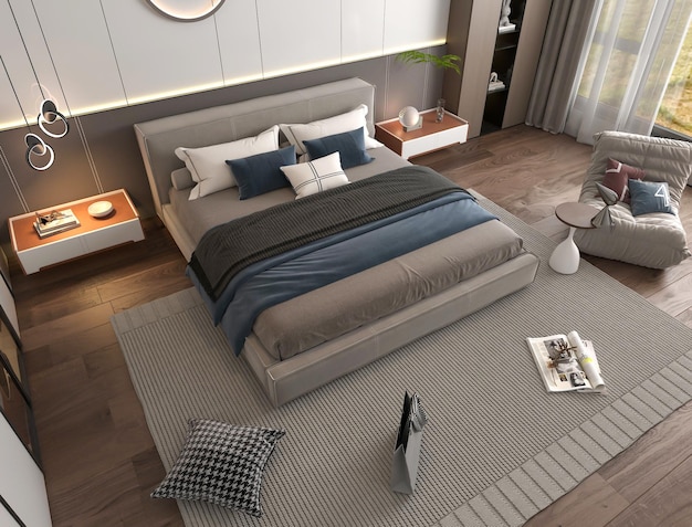 3d rendering modern luxury bedroom interior design