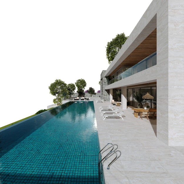 3d rendering of modern villa with pool