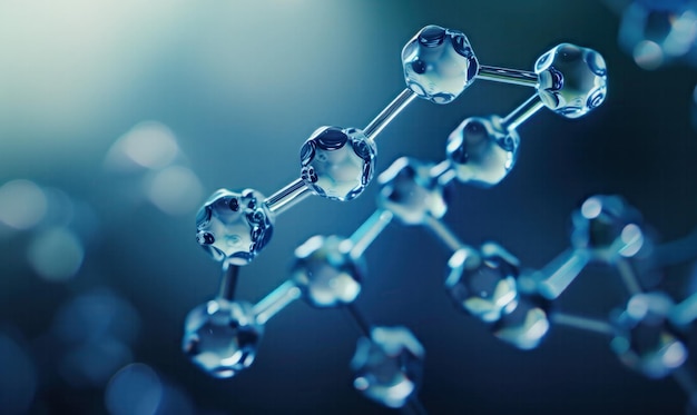 3D rendering of molecular structure with blue spheres and connecting rods Scientific illustration