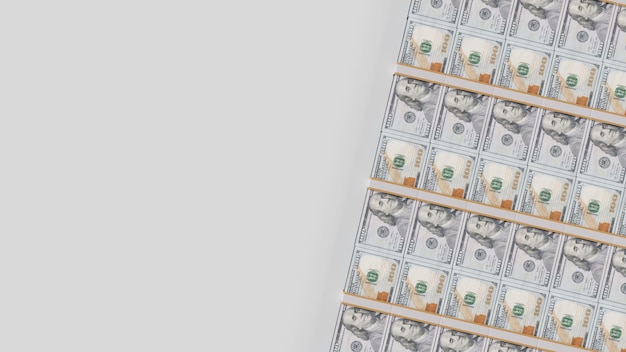 3d rendering of money dollars on a white background