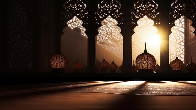 3D rendering of a mosque door with light coming through it