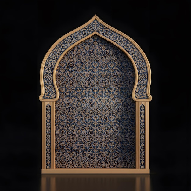 Photo 3d rendering of mughal decorative arch islamic floral geometric pattern frame for invitation