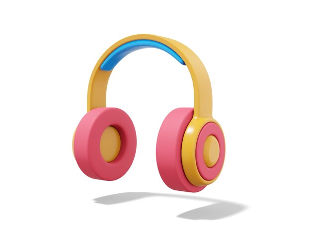 3d rendering Multicolored headphones on white background