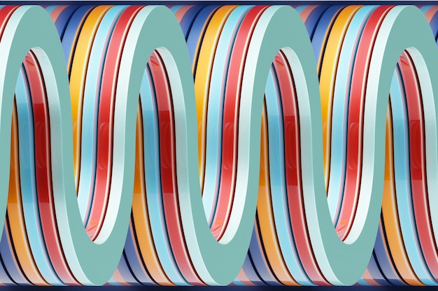 3D rendering of a multicolored wavy pattern