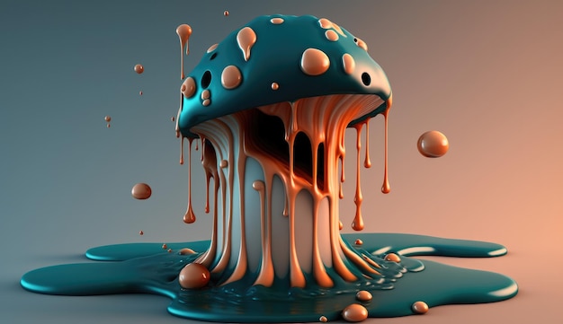 3d rendering of mushroom melting