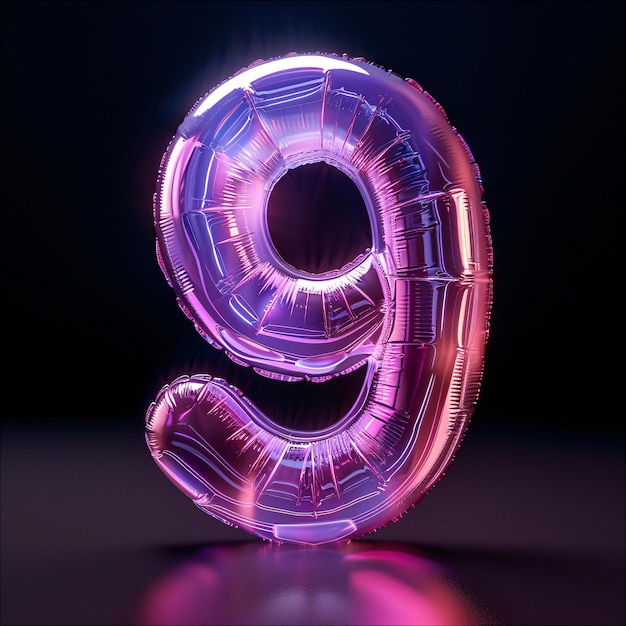 3d rendering number font 9 countdown concept of number 9