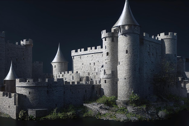 3D rendering Old fairytale castle