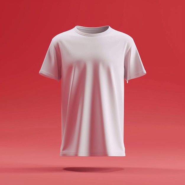 3d rendering of online design of plain white tshirt isolated on color background