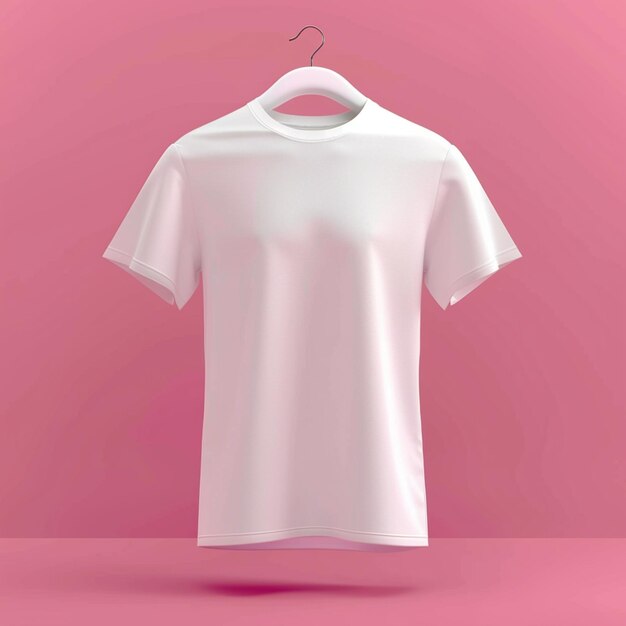 3d rendering of online design of plain white tshirt isolated on color background