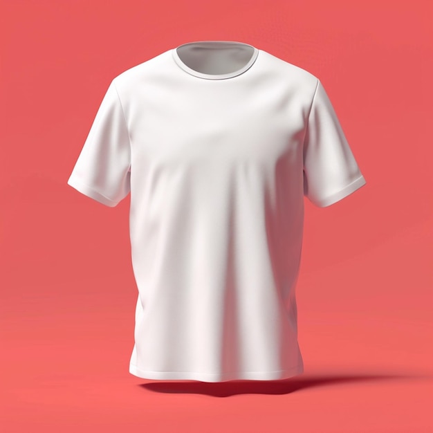 3d rendering of online design of plain white tshirt isolated on color background