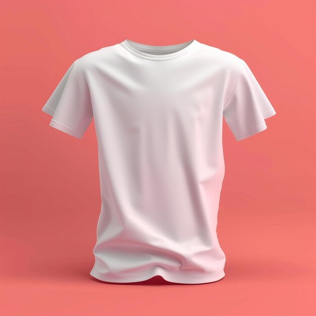 3d rendering of online design of plain white tshirt isolated on color background