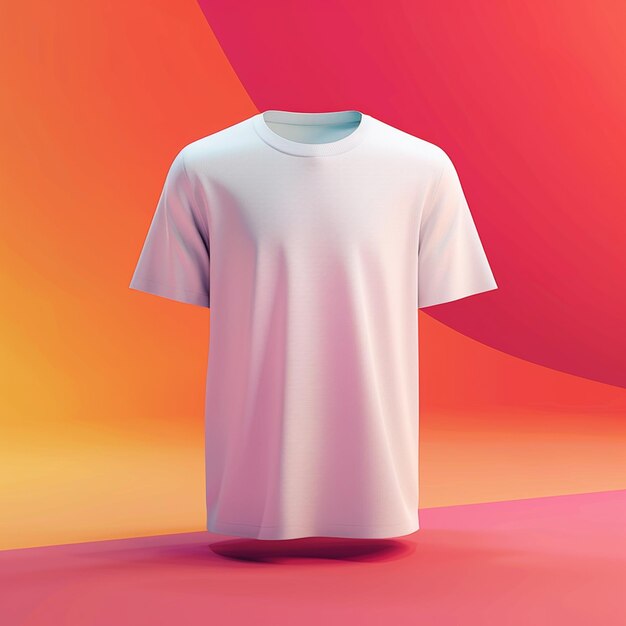 3d rendering of online design of plain white tshirt isolated on color background