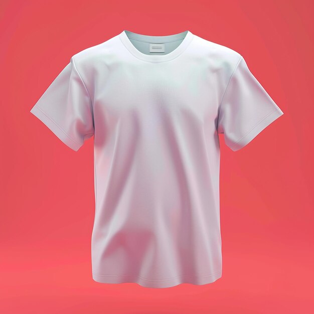 3d rendering of online design of plain white tshirt isolated on color background