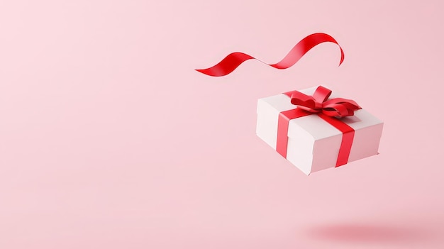 3D Rendering of an Open Gift Box with a Red Ribbon Bow