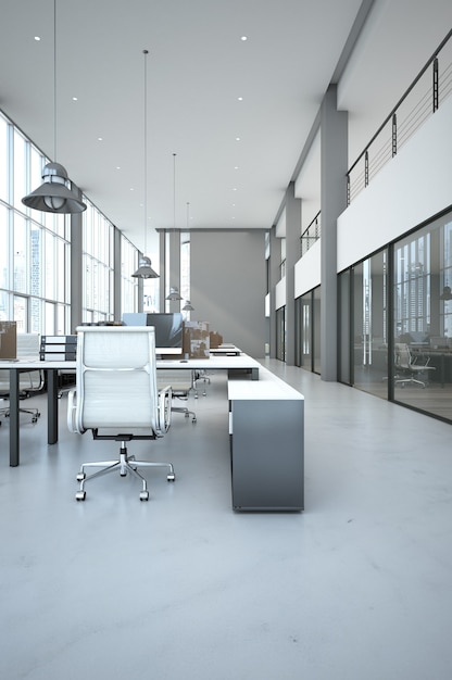 3d rendering open space office interior