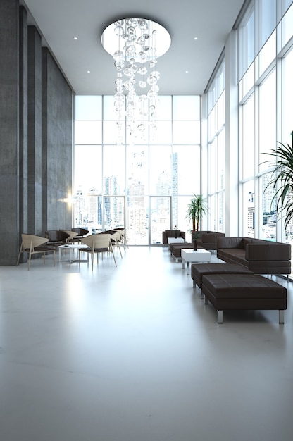 3d rendering open space office interior