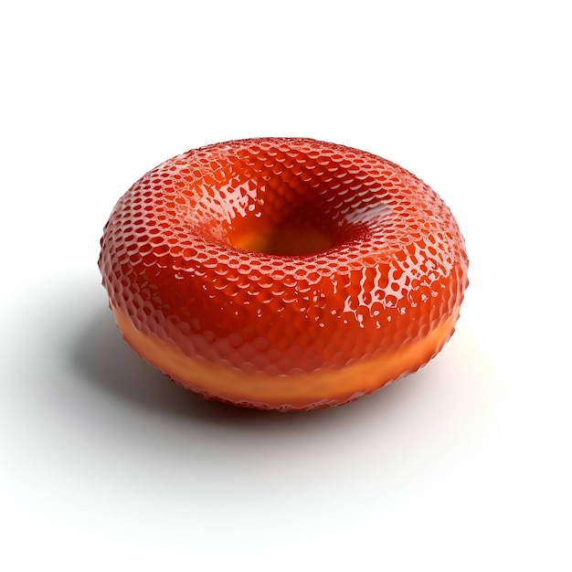 3d rendering of an orange donut isolated on white background with shadow