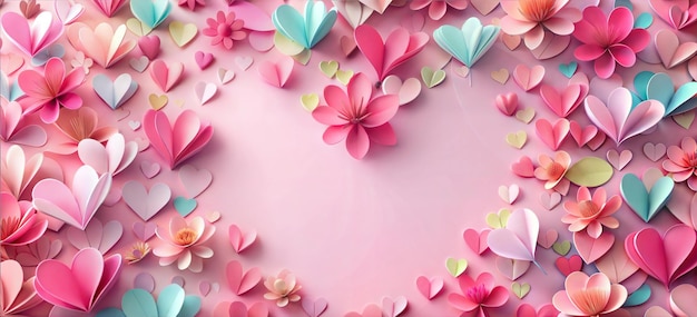 3d rendering of paper colorful hearts on background Valentine39s day concept