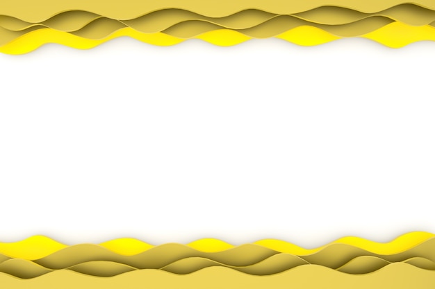 3D rendering paper cut wave of yellow pattern