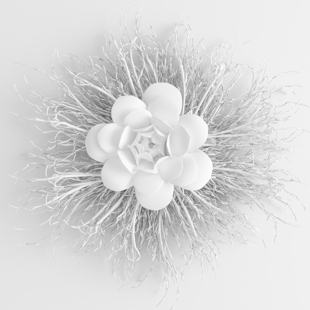 3d rendering Paper flower on a white background