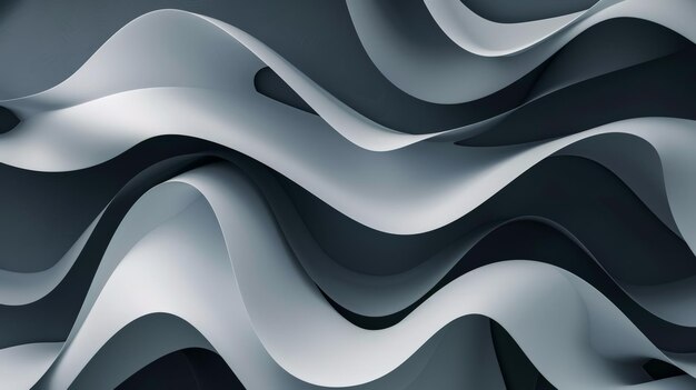 Photo 3d rendering of parametric white and gray wave structure