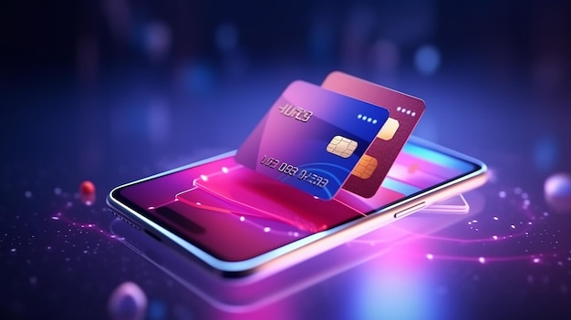 3D rendering payment via credit card concept secured Generative AI