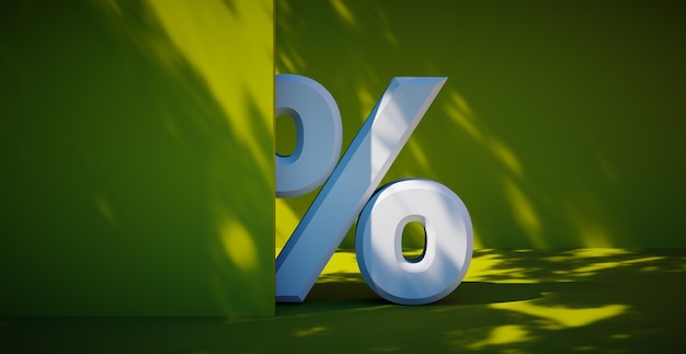 3D rendering of a percent symbol Banner for the sale and advertising of goods at a discount