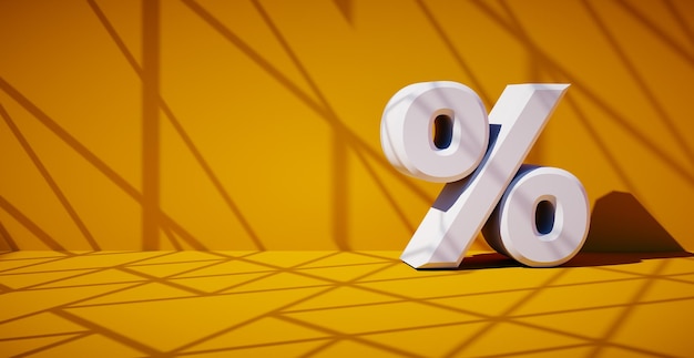 3D rendering of a percent symbol Banner for the sale and advertising of goods at a discount