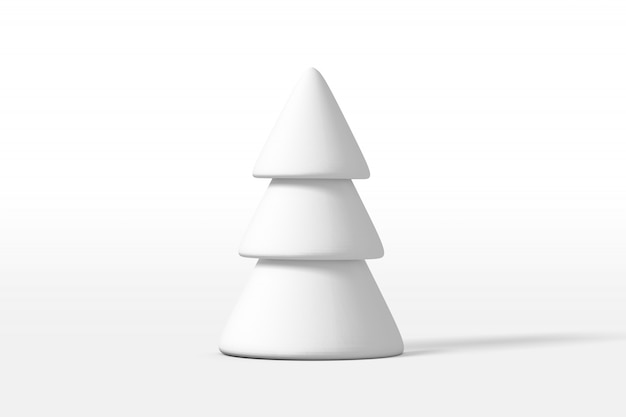 3D rendering of a pine or Christmas tree covered with white snow isolated on a white background