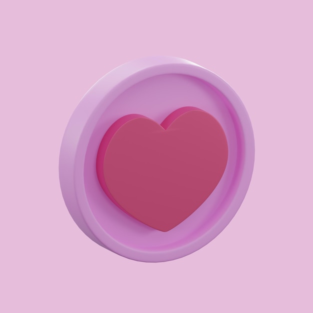 3D rendering pink heart isolated for valentine day