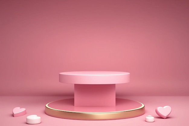 A 3D rendering of a pink podium display with a sweet platform concept on a Valentine's