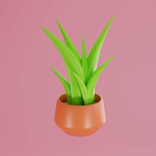 3D Rendering plantpot on pink background Creative idea concept 3D creative design icon isolated