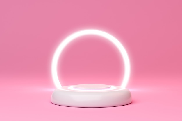 3D rendering of podium and light circle