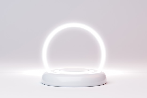 3D rendering of podium and light circle