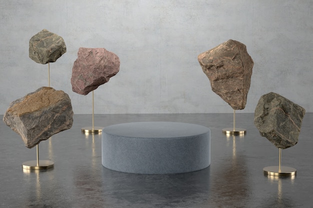 3d rendering of podium and stone.