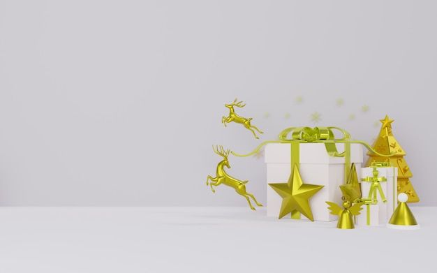 3d rendering of podium theme for Christmas