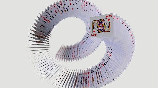 3d rendering poker cards falling