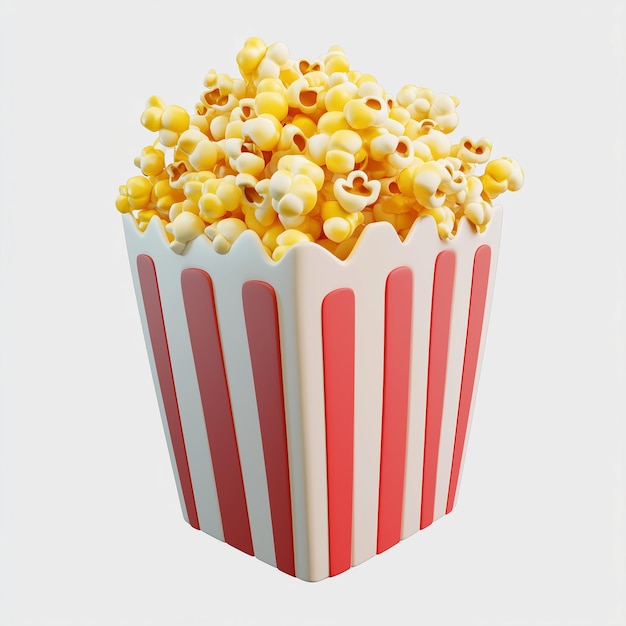 3d rendering Popcorn icon illustration minimal cartoon style object on white background