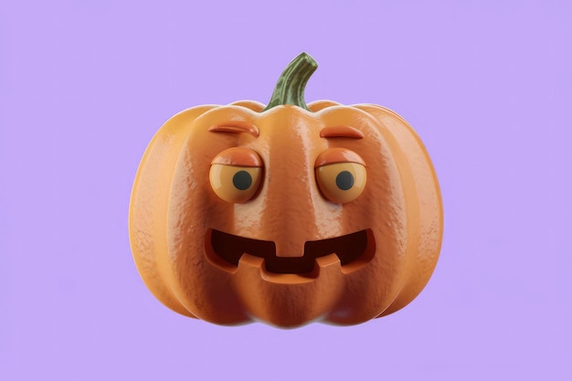 Photo a 3d rendering of a pumpkin with a goofy smile and big eyes