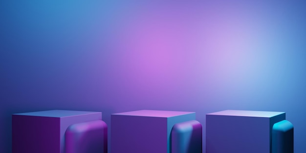 3d rendering of purple and blue abstract geometric background Cyberpunk concept Sci Fi Illustration