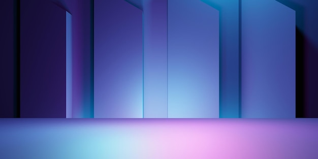 Photo 3d rendering of purple and blue abstract geometric background scene for advertising product display