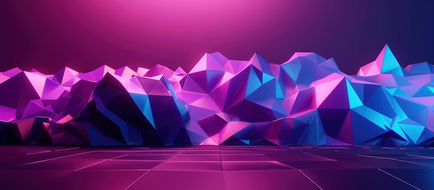 3d rendering of purple and blue abstract geometric background